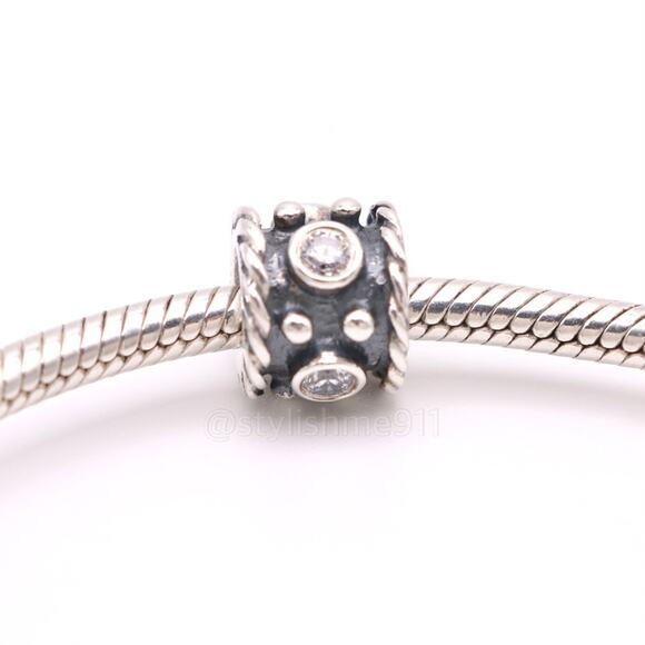Authentic PANDORA Abstract Oxidized Charm with CZ - 790221CZ - Picture 4 of 9